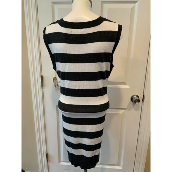 Current/Elliott Dark Gray & White Striped The Suns Out Tie Dress, Size 2 Medium - Picture 5 of 7